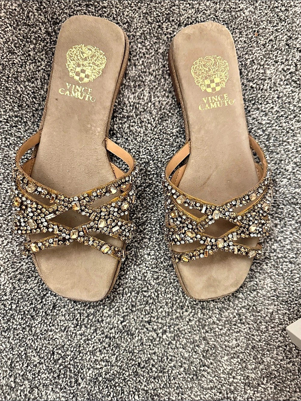 Vince Camuto Embellished Strappy Sandals in gold Brown EU 38 New without tags